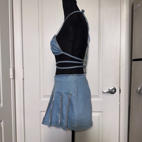 Hot & Delicious Denim & Rhinestone 2-Piece Set – Size M (NWT) - Picture 3 of 7